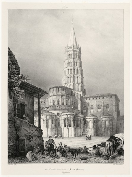 Languedoc, Vue générale extérieure de Saint Saturnin, Languedoc, Voyages pittoresques et romantiques dans l'ancienne France
