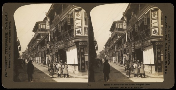 Shanghai, China, In the street of the tea houses, Shanghai, China, H. C. White Co., Gelatin silver, 1901