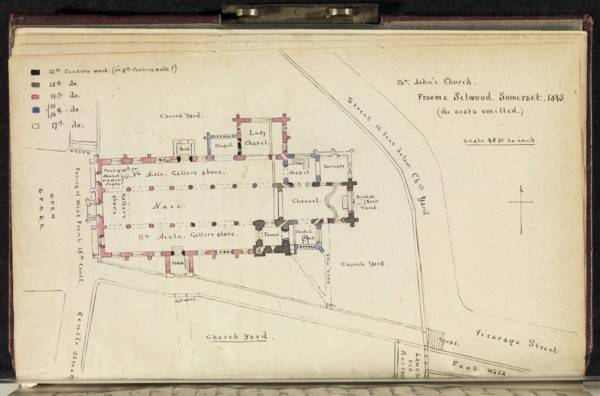 St. John's Church, Froome Selwood, Somerset, Eng.): plan, The Quarry: autobiography, ca. 1873-1881, Giles, Charles Edmund, 1822