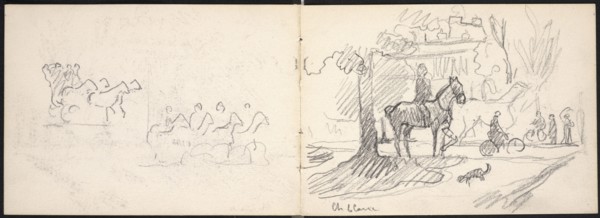 Horses and bicycles, Edmond Cousturier papers, ca. 1890-1908, Untitled sketchbook, Cross, Henri-Edmond, 1856-1910, Pencil