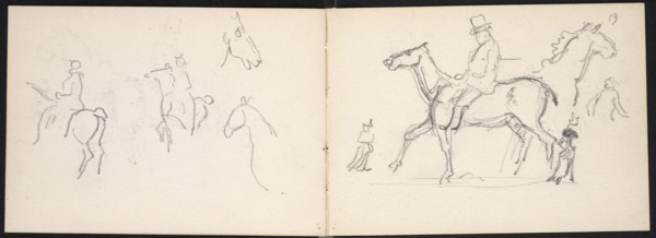 Horses and figures on horseback, Edmond Cousturier papers, ca. 1890-1908, Untitled sketchbook, Cross, Henri-Edmond, 1856-1910