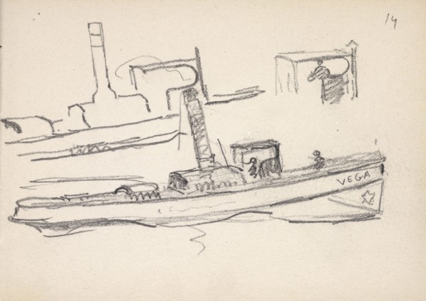 Boat, Edmond Cousturier papers, ca. 1890-1908, Untitled sketchbook, Cross, Henri-Edmond, 1856-1910, Pencil on paper, ca. 1890