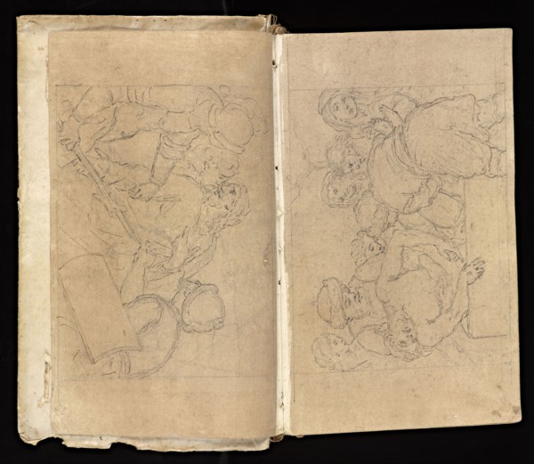 Glama-Stroberle, Joaõ, 1708-1792, pencil, ink, chalk, wash, 1741, Sketchbook II of III dated 14 February 1741