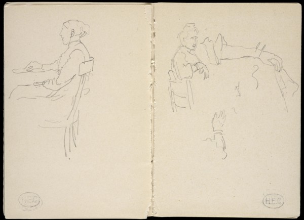 Studies of women, Edmond Cousturier papers, ca. 1890-1908, Untitled sketchbook, Cross, Henri-Edmond, 1856-1910, Pencil on paper
