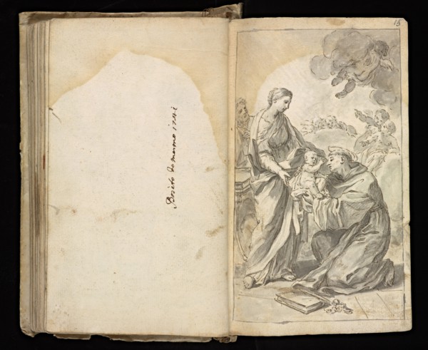 Glama-Stroberle, Joaõ, 1708-1792, pencil, ink, chalk, wash, 1741, Sketchbook II of III is bound in contemporary vellum and dated