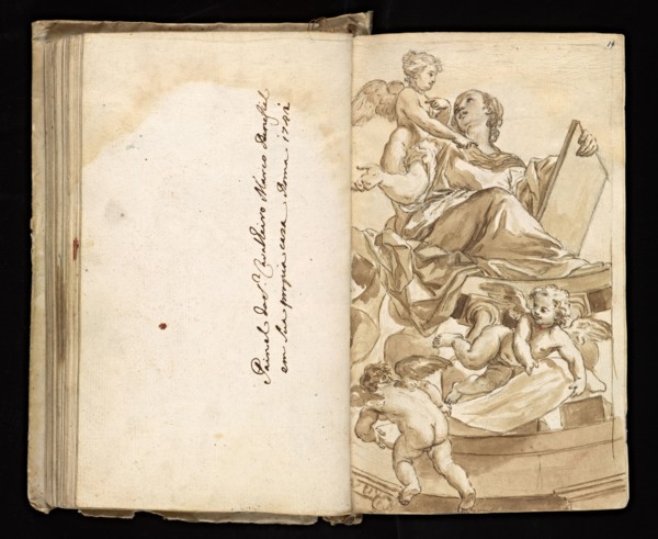 Glama-Stroberle, Joaõ, 1708-1792, pencil, ink, chalk, wash, 1741, Sketchbook II of III is bound in contemporary vellum and dated
