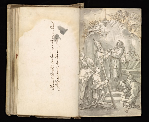 Glama-Stroberle, Joaõ, 1708-1792, pencil, ink, chalk, wash, 1741, Sketchbook II of III is bound in contemporary vellum and dated