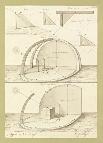 Autografi delle tavole della prima edizione dell' opera, degli Elementi della architettura civile, Vannini, Giuseppe, pen