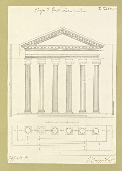 Autografi delle tavole della prima edizione dell' opera, degli Elementi della architettura civile, Vannini, Giuseppe, pen