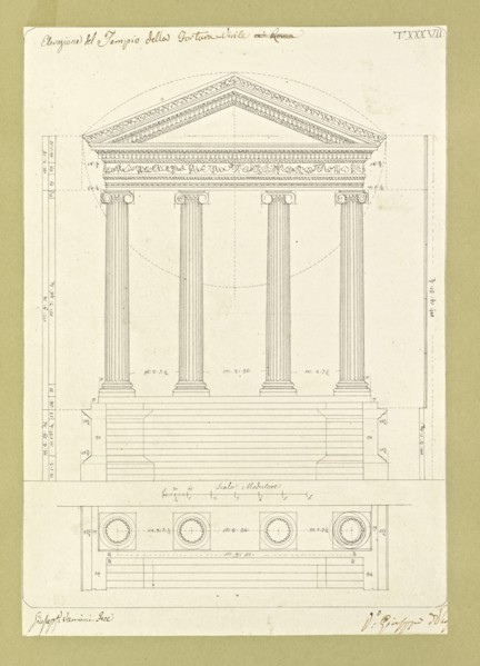 Autografi delle tavole della prima edizione dell' opera, degli Elementi della architettura civile, Vannini, Giuseppe, pen