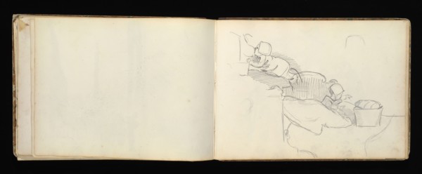 Sketchbook with manuscript notes Félix Bracquemond, Bracquemond, Félix, 1833-1914, pencil, pen, ink, and watercolor, ca. 1868