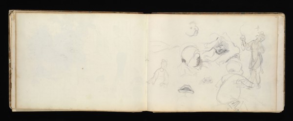 Sketchbook with manuscript notes Félix Bracquemond, Bracquemond, Félix, 1833-1914, pencil, pen, ink, and watercolor, ca. 1868