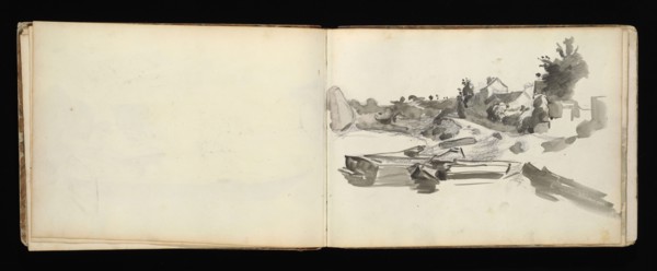 Sketchbook with manuscript notes Félix Bracquemond, Bracquemond, Félix, 1833-1914, pencil, pen, ink, and watercolor, ca. 1868