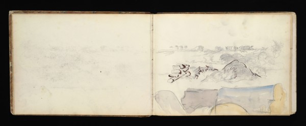 Sketchbook with manuscript notes Félix Bracquemond, Bracquemond, Félix, 1833-1914, pencil, pen, ink, and watercolor, ca. 1868