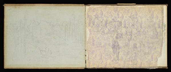 Sketchbook, Preziosi, Amadeo, 1816-1882, pencil, gray wash, white heightening, 1875, The sketchbook by Maltese artist Preziosi