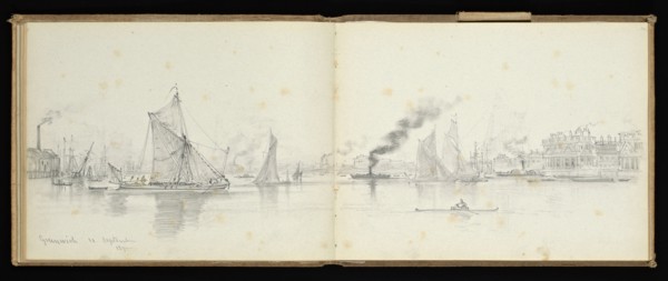 Sketchbook, Preziosi, Amadeo, 1816-1882, pencil, gray wash, white heightening, 1875, The sketchbook by Maltese artist Preziosi