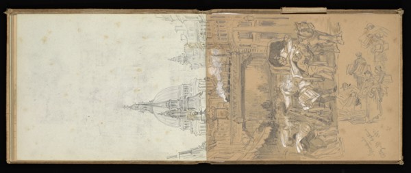 Sketchbook, Preziosi, Amadeo, 1816-1882, pencil, gray wash, white heightening, 1875, The sketchbook by Maltese artist Preziosi
