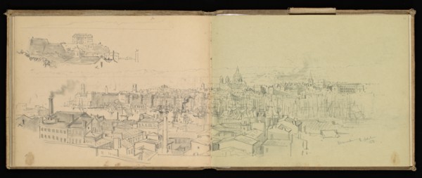 Sketchbook, Preziosi, Amadeo, 1816-1882, pencil, gray wash, white heightening, 1875, The sketchbook by Maltese artist Preziosi