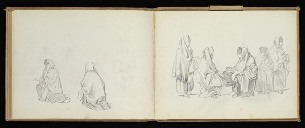 Sketchbook, Preziosi, Amadeo, 1816-1882, pencil, gray wash, white heightening, 1875, The sketchbook by Maltese artist Preziosi