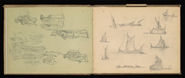 Sketchbook, Preziosi, Amadeo, 1816-1882, pencil, gray wash, white heightening, 1875, The sketchbook by Maltese artist Preziosi