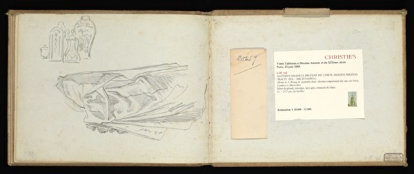 Sketchbook, Preziosi, Amadeo, 1816-1882, pencil, gray wash, white heightening, 1875, The sketchbook by Maltese artist Preziosi