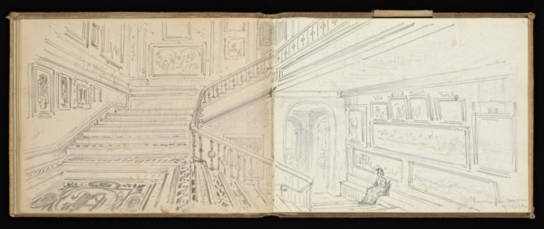 Sketchbook, Preziosi, Amadeo, 1816-1882, pencil, gray wash, white heightening, 1875, The sketchbook by Maltese artist Preziosi