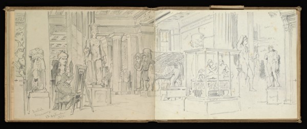 Sketchbook, Preziosi, Amadeo, 1816-1882, pencil, gray wash, white heightening, 1875, The sketchbook by Maltese artist Preziosi
