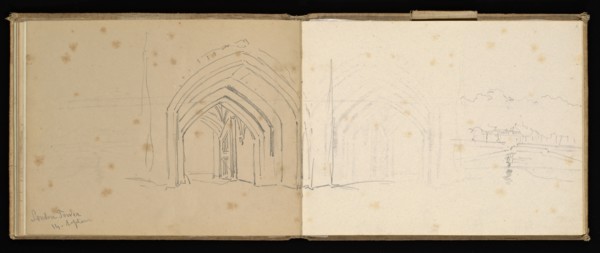 Sketchbook, Preziosi, Amadeo, 1816-1882, pencil, gray wash, white heightening, 1875, The sketchbook by Maltese artist Preziosi