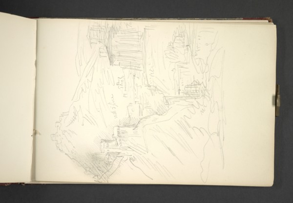 Sketchbook Carle Vernet, 1758-1836, pencil, ink, watercolor, studies of hunt scenes, horses, figures, and notes about the colors