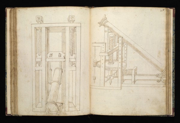 Edificij et machine, Martini, Francesco di Giorgio, 1439-1501, brown ink and wash, ca. 1475-ca. 1480