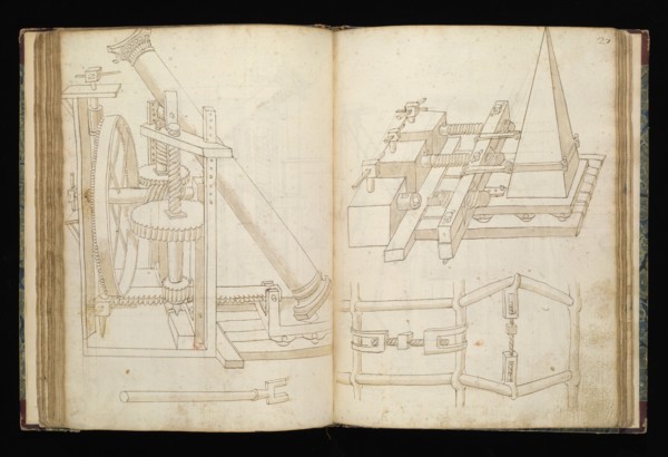 Edificij et machine, Martini, Francesco di Giorgio, 1439-1501, brown ink and wash, ca. 1475-ca. 1480