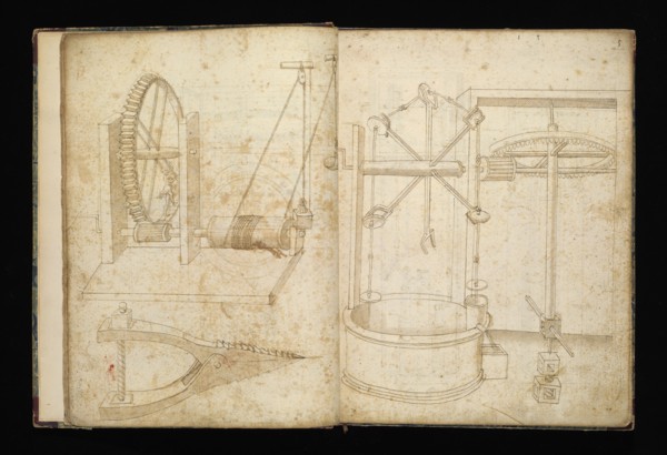 Edificij et machine, Martini, Francesco di Giorgio, 1439-1501, brown ink and wash, ca. 1475-ca. 1480