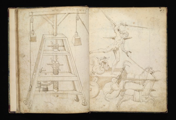 Edificij et machine, Martini, Francesco di Giorgio, 1439-1501, brown ink and wash, ca. 1475-ca. 1480