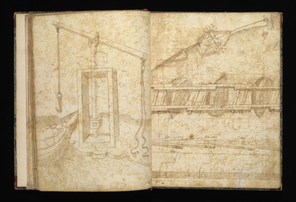Edificij et machine, Martini, Francesco di Giorgio, 1439-1501, brown ink and wash, ca. 1475-ca. 1480