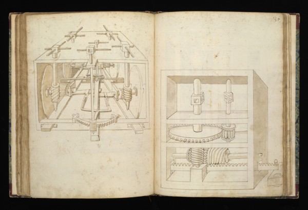 Edificij et machine, Martini, Francesco di Giorgio, 1439-1501, brown ink and wash, ca. 1475-ca. 1480