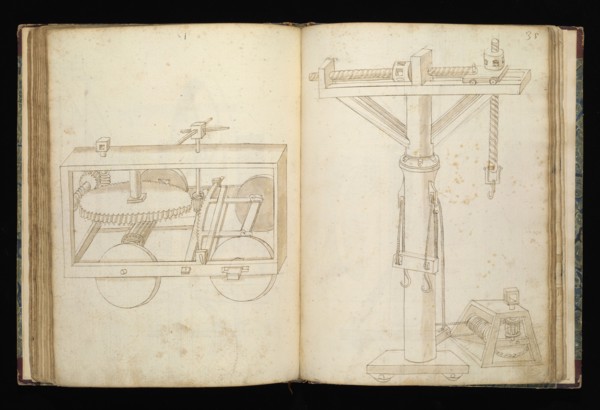Edificij et machine, Martini, Francesco di Giorgio, 1439-1501, brown ink and wash, ca. 1475-ca. 1480