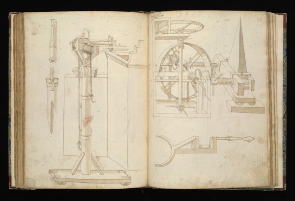 Edificij et machine, Martini, Francesco di Giorgio, 1439-1501, brown ink and wash, ca. 1475-ca. 1480