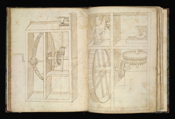 Edificij et machine, Martini, Francesco di Giorgio, 1439-1501, brown ink and wash, ca. 1475-ca. 1480