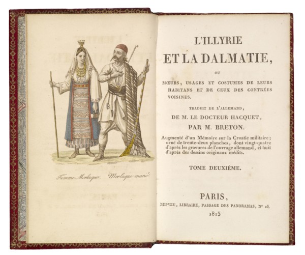 Frontispiece and title page, vol. 2, L'Illyrie et la Dalmatie, ou, Mœurs, usages et costumes de leurs habitans