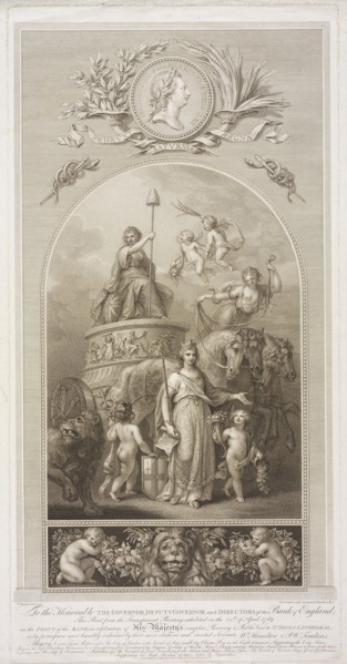 Print from the Transparent Painting exhibited on 24th April 1789 in the front of the Bank in celebration of His Majesty's