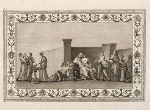 Planche 60: Les Noces Aldobrandines, Description des bains de Titus, ou, Collection des peintures trouvées dans les ruines