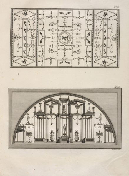 Planche 36: Sourdine de la Voute de la chambre numerotee 30., Planche 35: Voute peinte en fonds blanc, Planche 36: Sourdine
