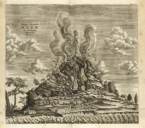 Typus Montis Aetnae ab Authore Observati Ao. 1637 Athanasii Kircheri e Soc. Jesu Mundus subterraneus, in XII libros digestus