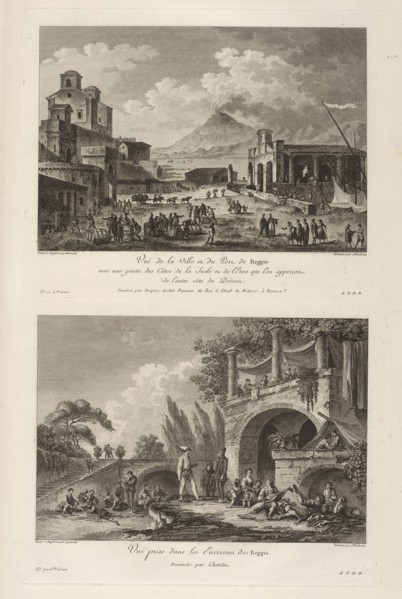 Vuë prise dans les Environs de Reggio, Vuë du Port de Reggio, Voyage pittoresque, ou, Description des royaumes de Naples