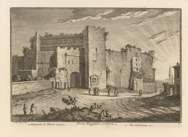 Porta Maggiore olim Nevia, Delle magnificenze di Roma antica e moderna, Vasi, Giuseppe, 1710-1782, Engraving, 1747-1761, plate 7