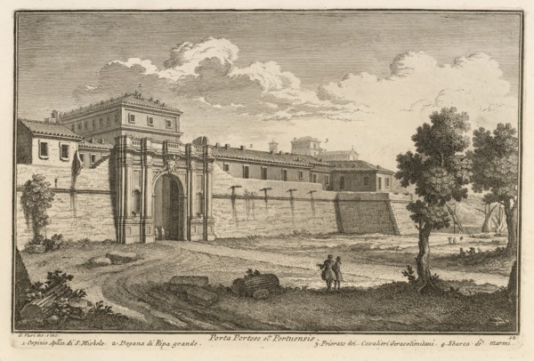 Porta Portese ot. Portuensis, Delle magnificenze di Roma antica e moderna, Vasi, Giuseppe, 1710-1782, Engraving, 1747-1761