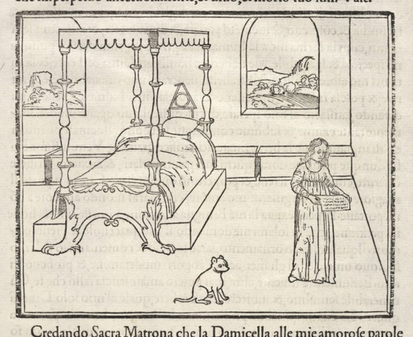 Woman and Dog in Domestic Interior with Landscape Views, La Hypnerotomachia di Poliphilo: cioè pvgna d'amore in sogno, dov'egli
