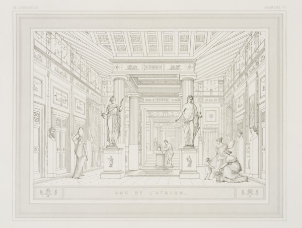 Planche VI: Vue de L'Atrium. Le Laurentin: maison de campagne de Pline-le-consul: restitué d'après sa lettre à Gallus, Bouchet