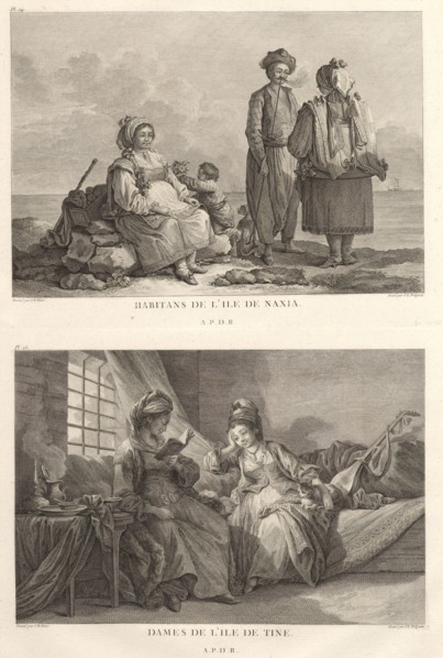 Pl. 25: Dames de L'Ile de Tine, Pl. 24: Habitans de L'Ile Naxia, Pl. 25: Dames de L'Ile de Tine, Voyage Pittoresque de la Grece