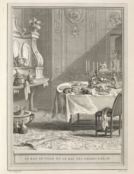 The City Rat and the Country Rat, Fables choisies, mises en vers, La Fontaine, Jean de, 1621-1695, Oudry, Jean-Baptiste, 1686
